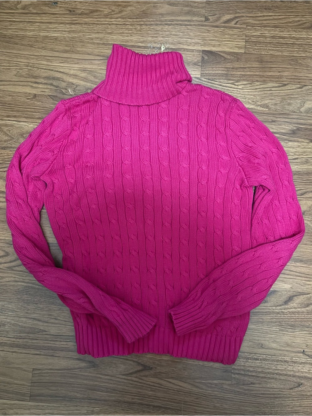 Ralph Lauren Fuchsia Cable-Knit Turtleneck Sweater